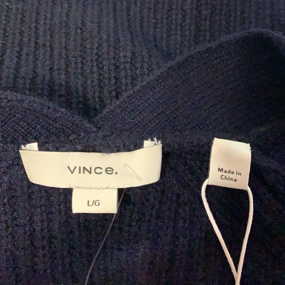 Vince Shaker Stitch V-neck Wool & Cashmere Cardigan In Blue L - Picture 6 of 9